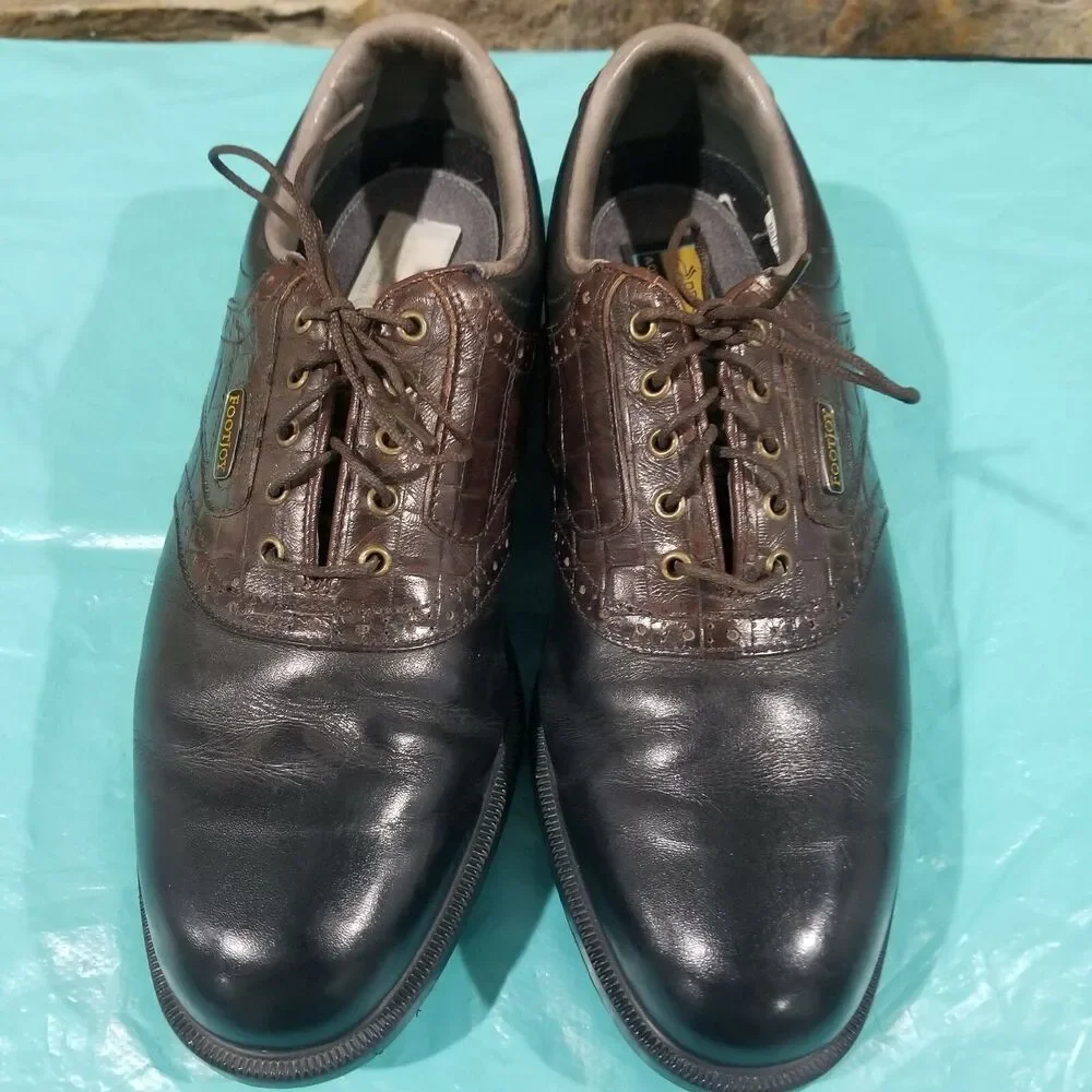 Footjoys Dryjoys Tour brown Lace Up Softspike Golf Sneaker shoes Mens 8.5